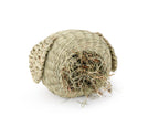 woven bunny house made from select thatch filled with timothy and clover hay