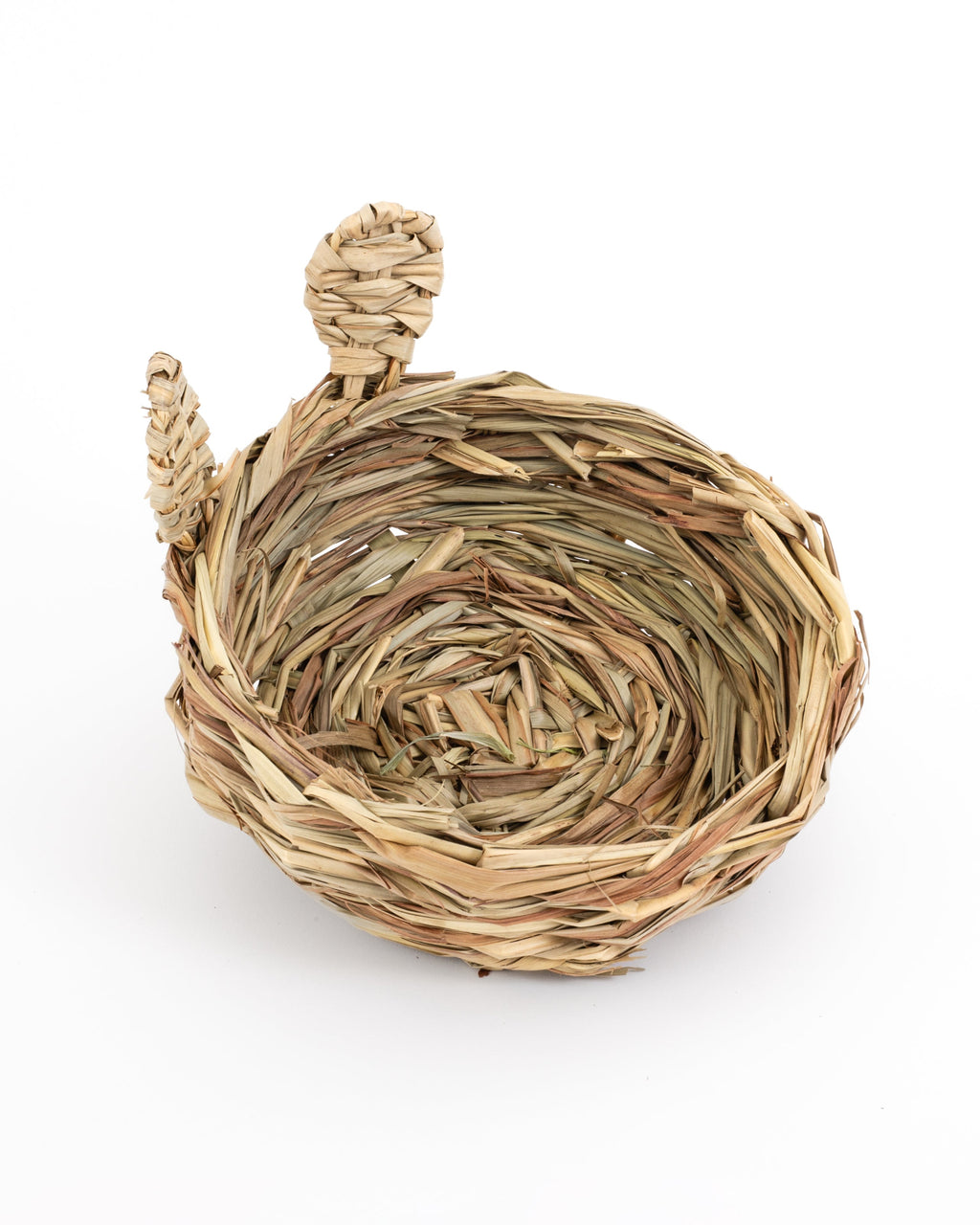 hand woven reed basket with bunny ears