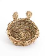 hand woven reed basket with bunny ears